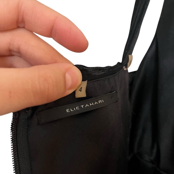 Vintage Y2K Elie Tahari Silk Micro Pleated Witchy Mini Dress Goth Black Size 4 - Picture 3 of 14